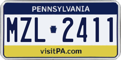 PA license plate MZL2411