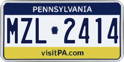 PA license plate MZL2414