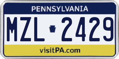 PA license plate MZL2429