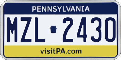 PA license plate MZL2430