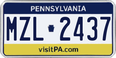 PA license plate MZL2437