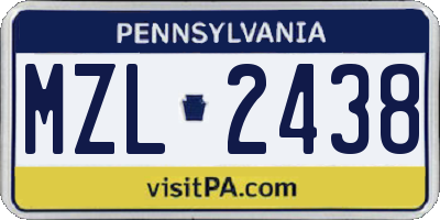 PA license plate MZL2438