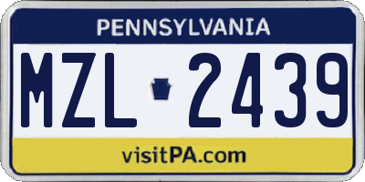 PA license plate MZL2439