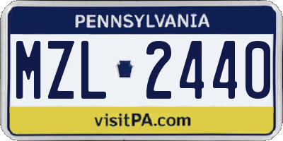 PA license plate MZL2440