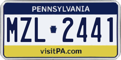 PA license plate MZL2441