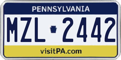 PA license plate MZL2442
