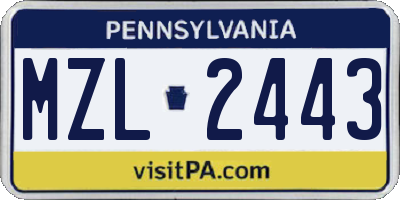 PA license plate MZL2443