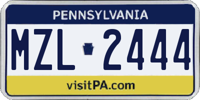 PA license plate MZL2444