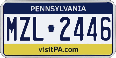 PA license plate MZL2446