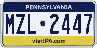 PA license plate MZL2447