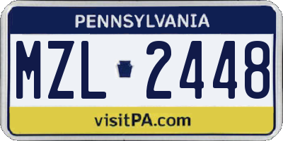 PA license plate MZL2448