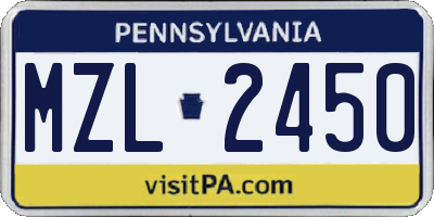 PA license plate MZL2450