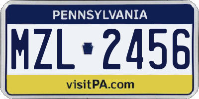 PA license plate MZL2456