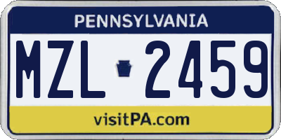 PA license plate MZL2459