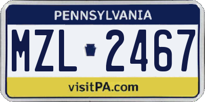 PA license plate MZL2467