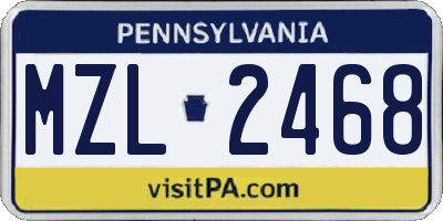 PA license plate MZL2468