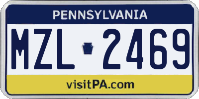 PA license plate MZL2469