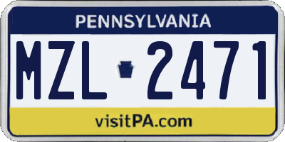 PA license plate MZL2471