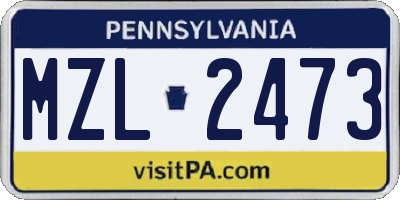 PA license plate MZL2473