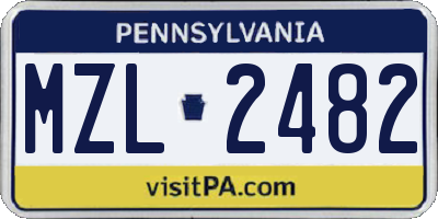 PA license plate MZL2482