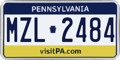 PA license plate MZL2484