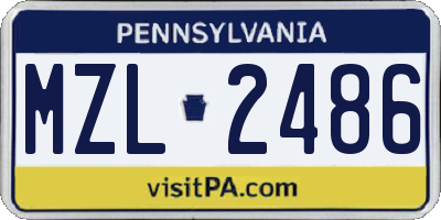 PA license plate MZL2486