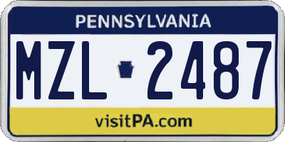 PA license plate MZL2487