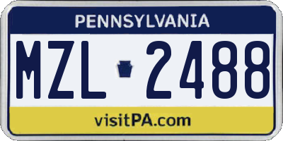 PA license plate MZL2488