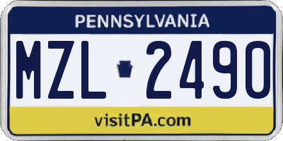 PA license plate MZL2490