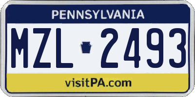 PA license plate MZL2493