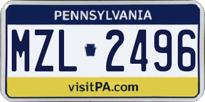 PA license plate MZL2496