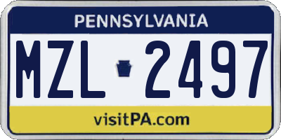 PA license plate MZL2497