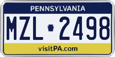 PA license plate MZL2498