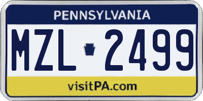 PA license plate MZL2499