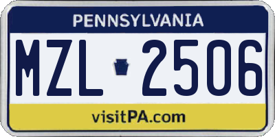 PA license plate MZL2506