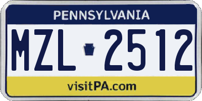 PA license plate MZL2512