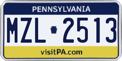 PA license plate MZL2513
