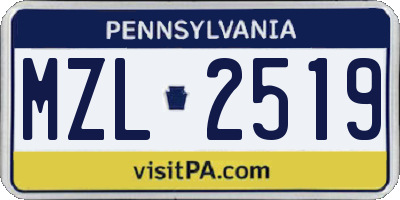 PA license plate MZL2519