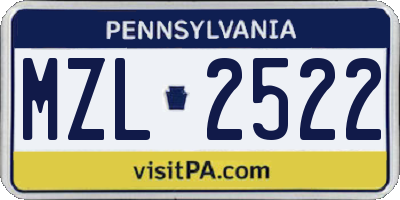 PA license plate MZL2522