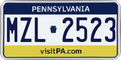PA license plate MZL2523