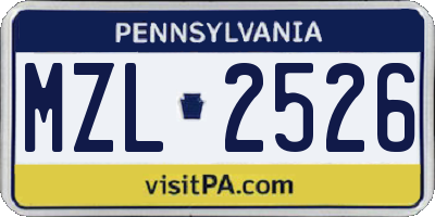 PA license plate MZL2526