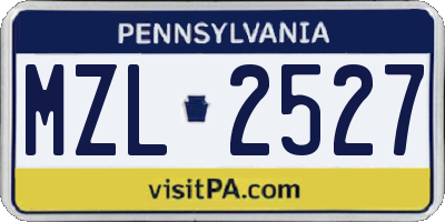 PA license plate MZL2527
