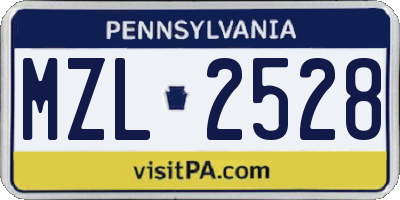 PA license plate MZL2528