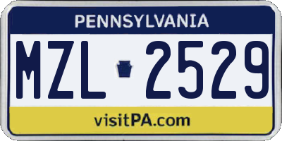 PA license plate MZL2529