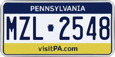 PA license plate MZL2548