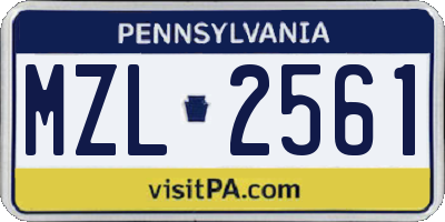 PA license plate MZL2561