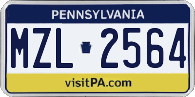 PA license plate MZL2564
