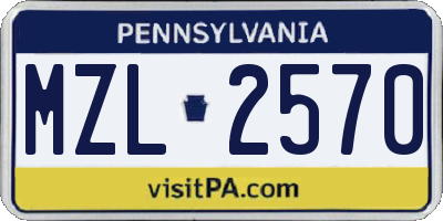 PA license plate MZL2570