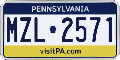 PA license plate MZL2571