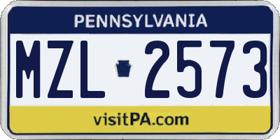 PA license plate MZL2573
